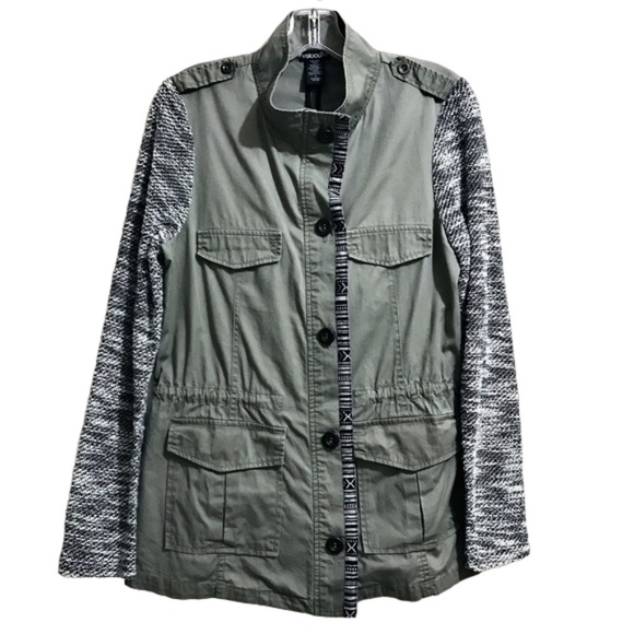 SLOOSH  Khaki Lightweight Safari Jacket w/ Knit Sleeves - Picture 1 of 15